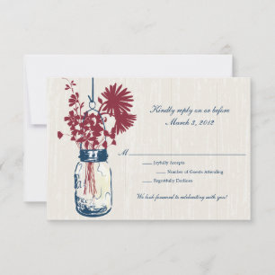 RSVP Rustic Hanging Mason Jar Wedding Card