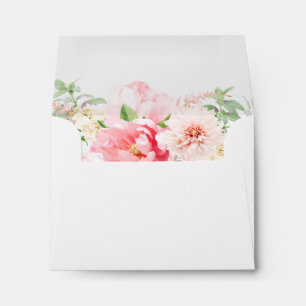 RSVP - Rustic Pink Peony Floral Address Envelope