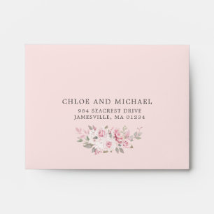 RSVP - Rustic Pink Rose Floral Address Envelope