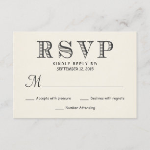 RSVP Rustic Typography Ivory White Wedding Reply Card