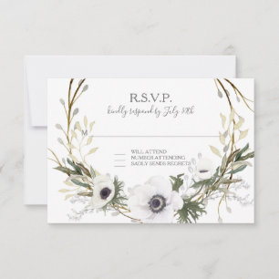 RSVP Rustic White Floral BOHO Wreath Watercolor