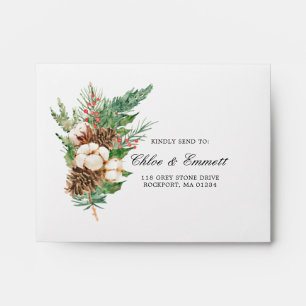 RSVP Rustic Winter Botanical Floral Address  Envelope