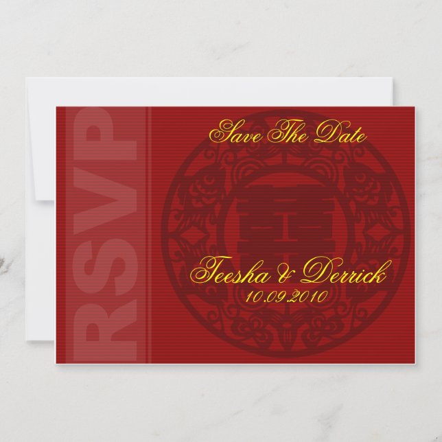 RSVP save the date chinese wedding invitation card (Front)