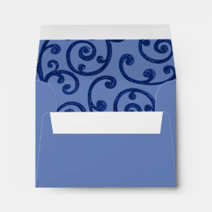 RSVP Scroll Pattern Blue Envelope