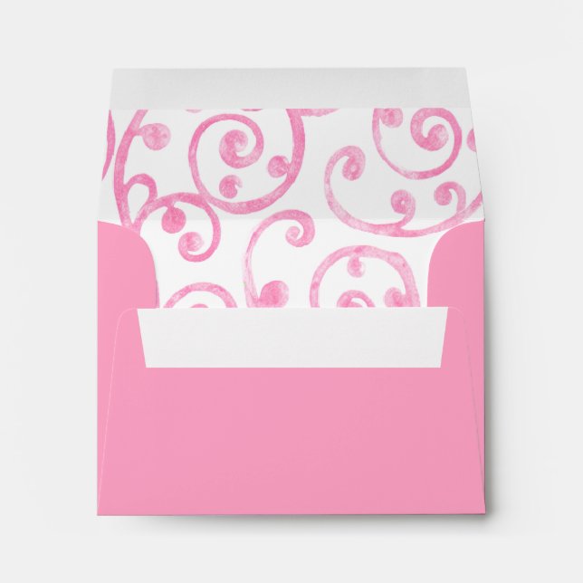 RSVP Scroll Pattern Envelope Pink (Back (Bottom))