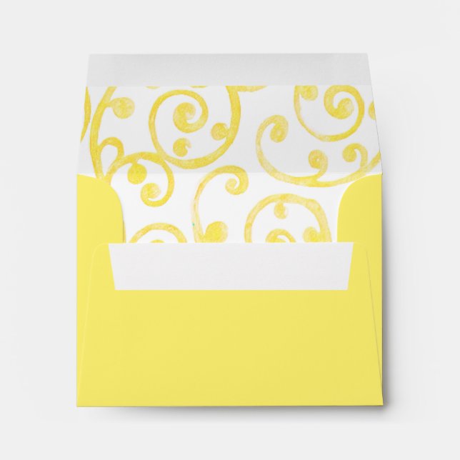 RSVP Scroll Pattern Envelope Yellow (Back (Bottom))
