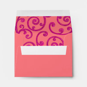 RSVP Scroll Pattern Pink Envelope