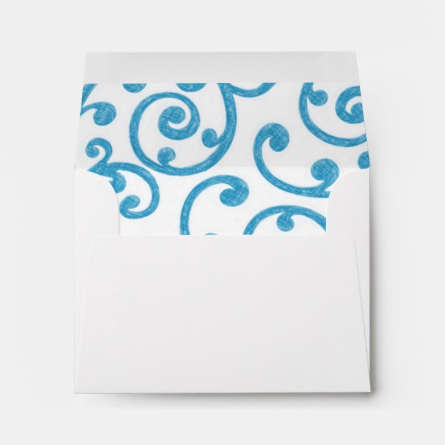 RSVP Scroll Pattern Turquoise Envelopes (Back (Bottom))