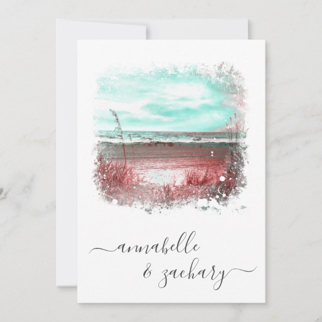 ** RSVP - Sea Beach Ocean QR AR7 Wedding Invitation (Front)