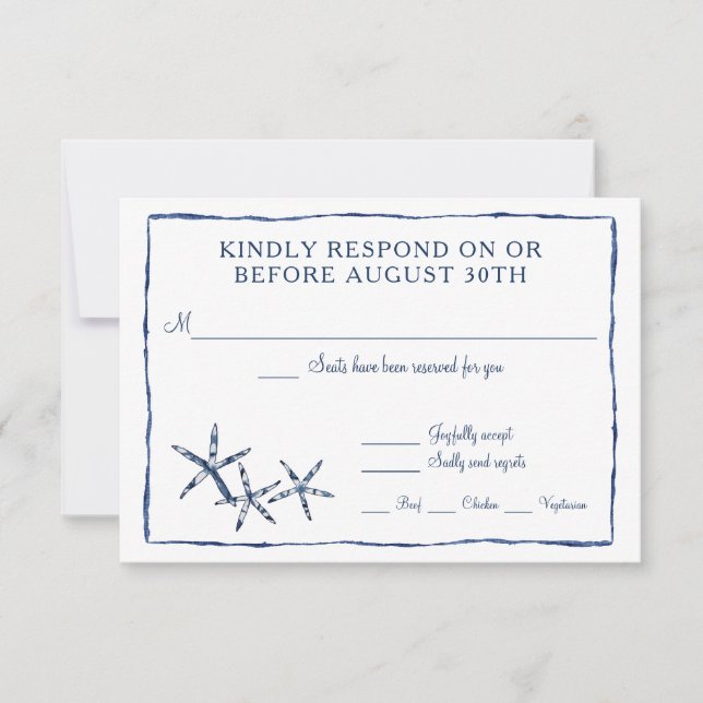 RSVP Shibori Kumo Watercolor Beach Starfish Star Card (Front)