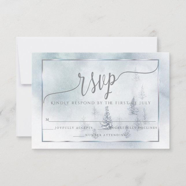 RSVP  |  Silver Blue Winter Wonderland Card (Front)