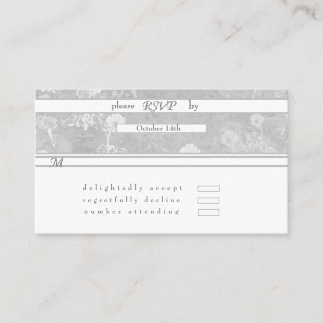 RSVP Silver Floral Wedding Enclosure Card (Front)