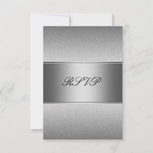 RSVP Silver Grey Metal Black 21st Birthday Card