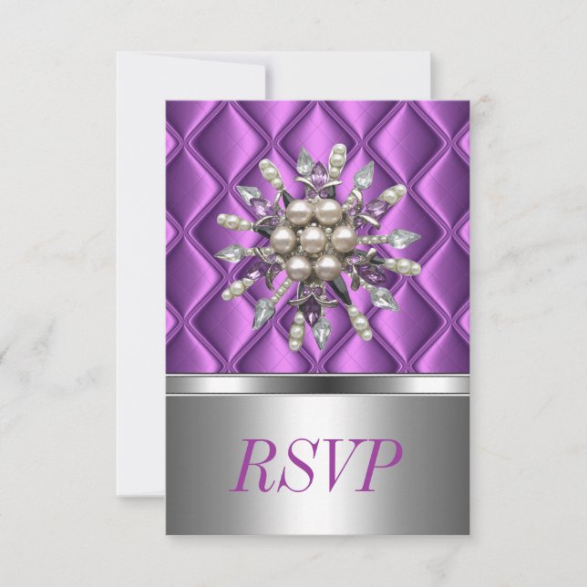 RSVP Silver Mauve Purple Crystal Jewel Card (Front)