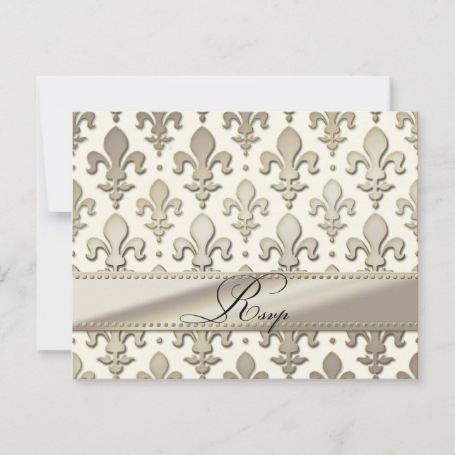 RSVP Silver Wedding Anniversary, Fleur de Lis Card (Front)