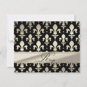 RSVP Silver Wedding Anniversary, Fleur de Lis Card