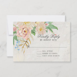 RSVP Simple Eucalyptus Leaf Floral Rose Marbled
