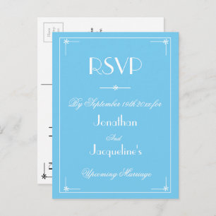 RSVP Simple Modern Aqua Blue Wedding RSVP Invitation Postcard
