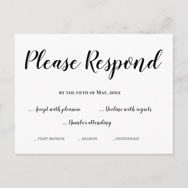 RSVP Simple Please Respond Wedding Card (Front)