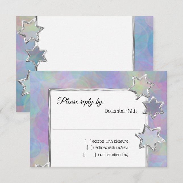 RSVP Siver Star Abstract Pattern Invitation (Front/Back)