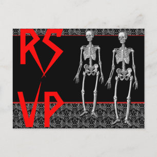 RSVP Skeletons - Halloween Party, Haunted House Invitation Postcard