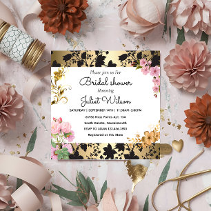 RSVP Soiree White Teal damask bridal shower Invitation