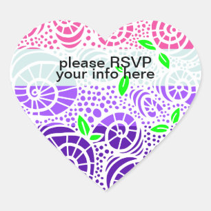 RSVP Spring Doodle leaves and swirly snail shells Heart Sticker