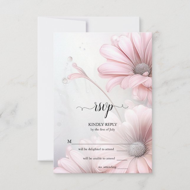 RSVP Stunning Elegant Pink Daisies Card (Front)