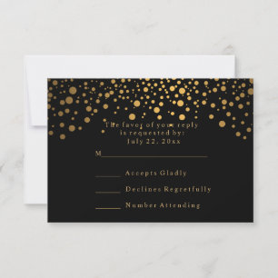 RSVP Stylish Confetti Gold Dot Wedding