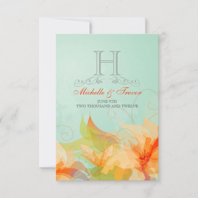 RSVP - Stylish Floral Abstract Wedding Invitations (Front)