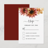 RSVP Sunflower Burgundy Country Wedding