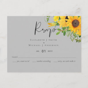 RSVP Sunflowers Yellow Grey with Menu Options Postcard