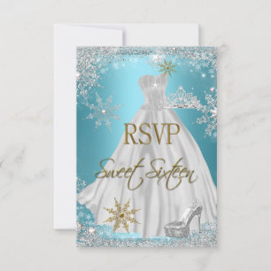RSVP Sweet 16 Sweet Sixteen Teal White Gold Elite Card
