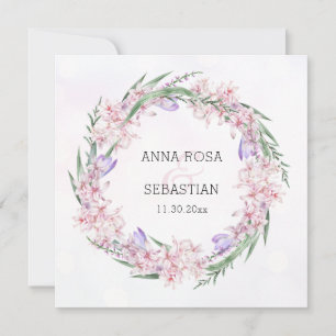 *~* RSVP Sweet Floral Wreath Boho QR AR12 Wedding Invitation