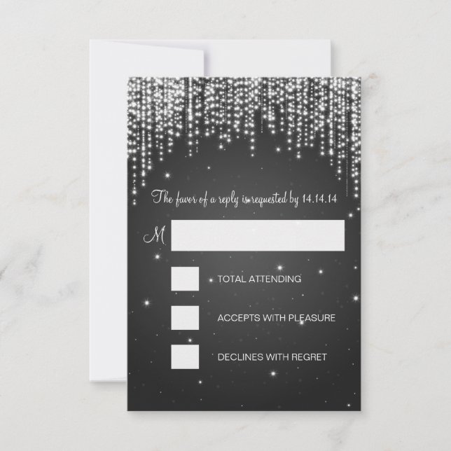 RSVP Sweet Sixteen Party Night Dazzle Black Card (Front)