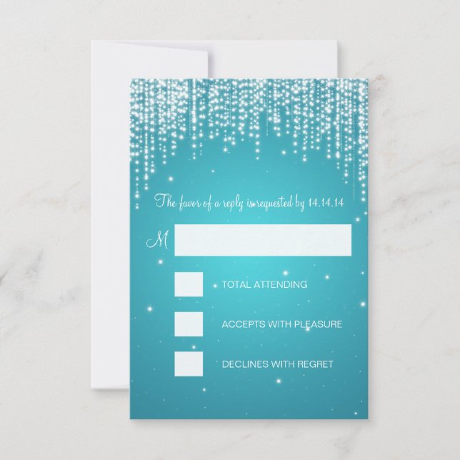 RSVP Sweet Sixteen Party Night Dazzle Turquoise (Front)