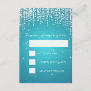 RSVP Sweet Sixteen Party Night Dazzle Turquoise Card