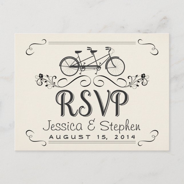 RSVP Tandem Bicycle for Two Reply Postcards (Front)