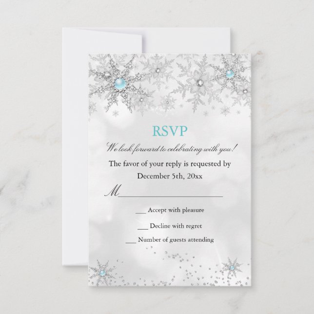 RSVP Teal Blue Winter Wonderland Birthday (Front)