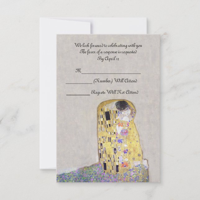RSVP "The Kiss" Klimt Art Nouveau Wedding Invitation (Front)