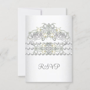 RSVP Tiara Silver White Pearl Diamond Card