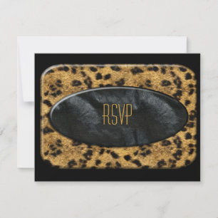 RSVP To Invitation Black Gold Animal Leopard