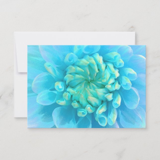 RSVP Turquoise Blue Dahlia Flower in Watercolor (Front)
