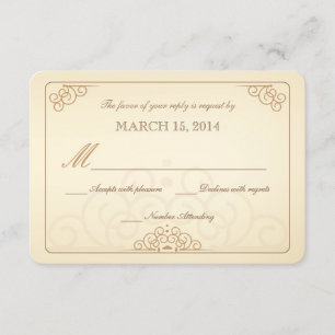 RSVP Vintage Ivory Gold Formal Wedding Card