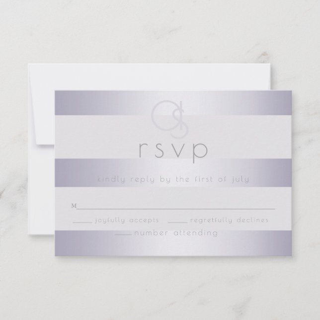 RSVP |  Violet Silver Shimmer Stripes Monogram (Front)