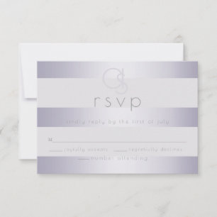 RSVP Violet Silver Shimmer Stripes Monogram Card