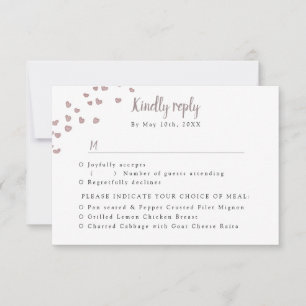 RSVP w meal choices watercolor hearts Card