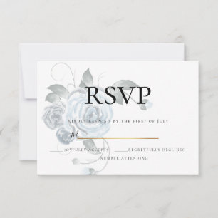 RSVP Watercolor Dusty Blue Floral Wedding Card