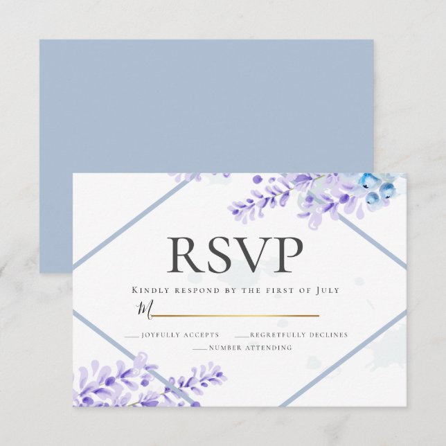 RSVP | Watercolor Lavender - Dusty Blue Florals Invitation (Front/Back)