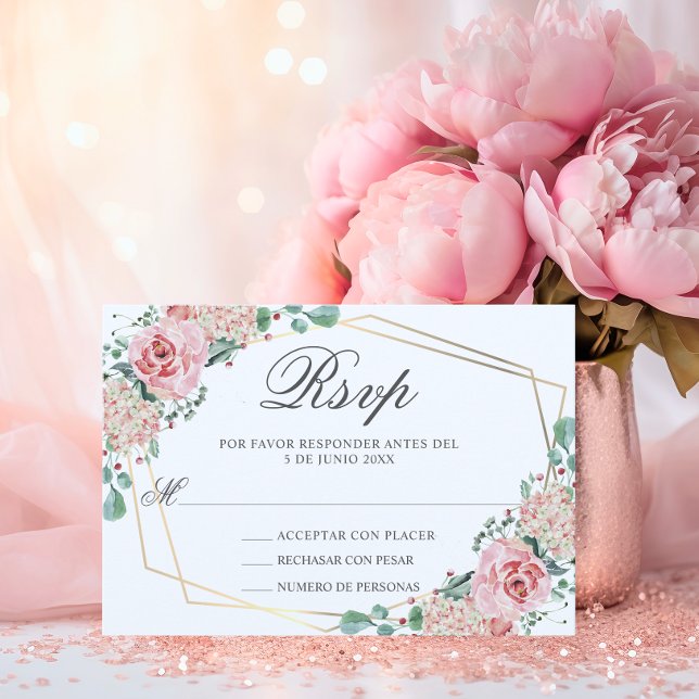 RSVP Watercolor Pink Spanish Quinceañera Quince (RSVP Watercolor Pink Spanish Quinceañera Quince)